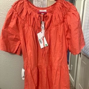 Topshop coral smocked mini dress